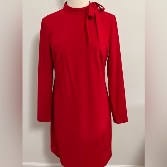 Calvin Klein Mock Neck Bow Sheath Dress - Picture 3 of 9